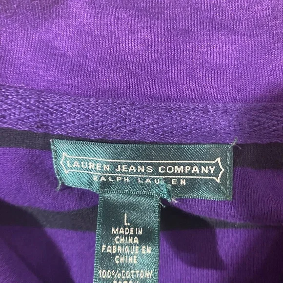 Ralph Lauren Purple Striped Long Sleeve Top Large (QT) - Picture 5 of 8